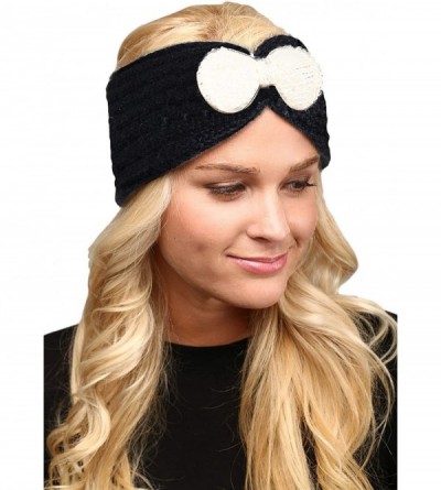 Cold Weather Headbands Women's Winter Sequin Flower Knitted Headband Ear Warmern - Ribbob - Black - C418HD4SK7U $9.90