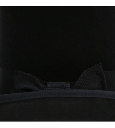 Fedoras Satin Lined Wool Top Hat with Grosgrain Ribbon and Removable Feather - Unisex- Men- Women - Black - C211X5KB1R5 $47.66
