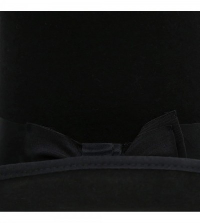 Fedoras Satin Lined Wool Top Hat with Grosgrain Ribbon and Removable Feather - Unisex- Men- Women - Black - C211X5KB1R5 $47.66