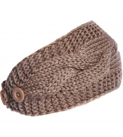 Cold Weather Headbands Plain Adjustable Winter Cable Knit Headband - Brown - C51293W8OKF $21.71