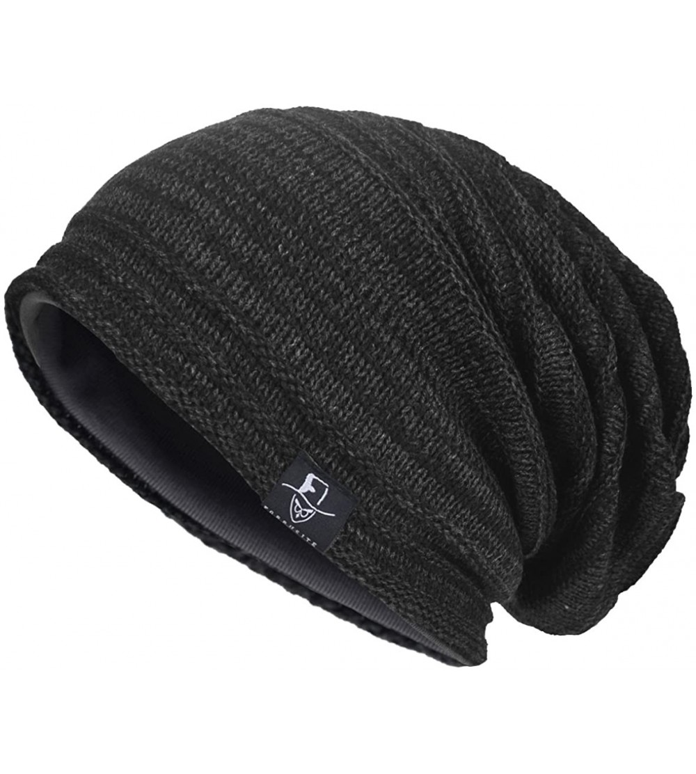 Skullies & Beanies Men's Cool Cotton Beanie Slouch Skull Cap Long Baggy Hip-hop Winter Summer Hat - Twill-dark Grey - CQ183O9...