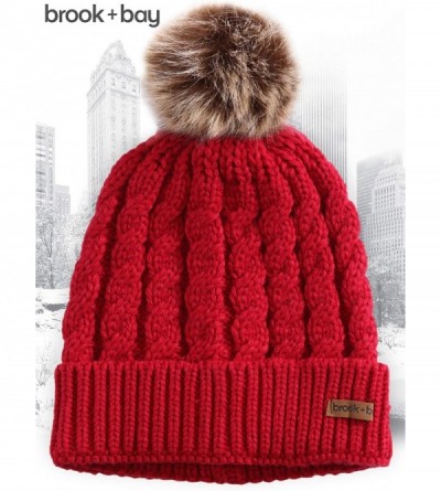 Skullies & Beanies Women's Beanies - Maroon With Faux Fur Pom - CS1854L83QY $7.66