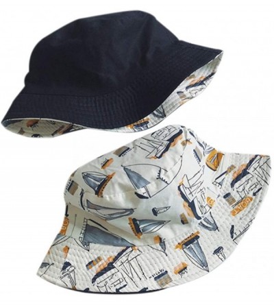 Bucket Hats Women Hat Casual Wild Printing Double Wear Sunscreen Travel Bucket Hats - White - CN18WCHCCOT $17.49
