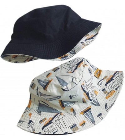 Bucket Hats Women Hat Casual Wild Printing Double Wear Sunscreen Travel Bucket Hats - White - CN18WCHCCOT $9.06