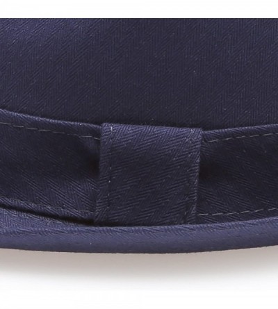 Fedoras Classic Trilby Short Brim 100% Cotton Twill Fedora Hat with Band - Navy - C8183KUWYEH $18.57