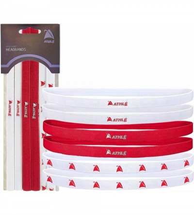 Headbands Athl Skinny Sports Headbands Pack - Red- White - CX18U35QXHT $8.92