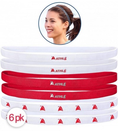 Headbands Athl Skinny Sports Headbands Pack - Red- White - CX18U35QXHT $19.93