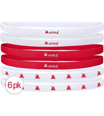 Headbands Athl Skinny Sports Headbands Pack - Red- White - CX18U35QXHT $8.92