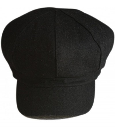 Newsboy Caps Women's Wool Fedora Newsboy Hat Winter Cloth Cap Outdoor Heat - Black - CK120WBUABB $44.37