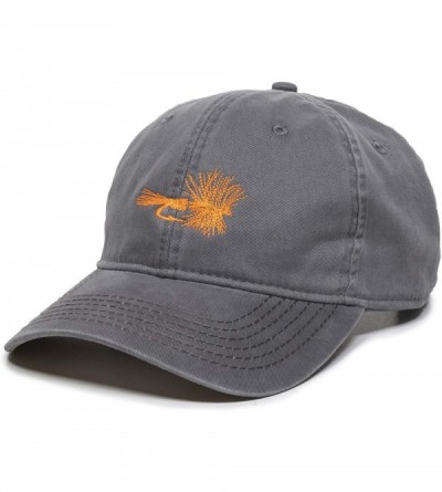 Baseball Caps Dry Fly Fish Lure Dad Hat - Adjustable Polo Style Baseball Cap for Men & Women - Graphite - CC18S863CUK $13.54