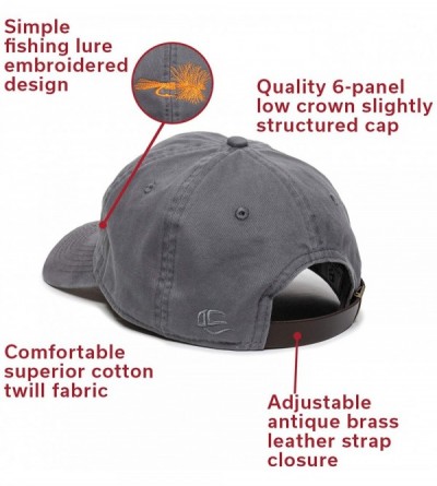 Baseball Caps Dry Fly Fish Lure Dad Hat - Adjustable Polo Style Baseball Cap for Men & Women - Graphite - CC18S863CUK $13.54