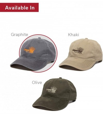 Baseball Caps Dry Fly Fish Lure Dad Hat - Adjustable Polo Style Baseball Cap for Men & Women - Graphite - CC18S863CUK $13.54