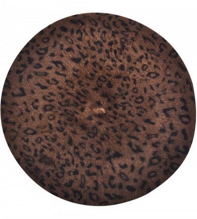 Berets Womens Warm French Beret Hat Leopard Print Beret Cap - Dense Coffee - CT192NWLMY8 $16.88