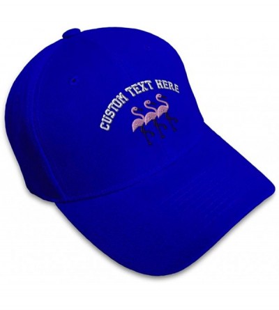 Baseball Caps Custom Baseball Cap Pink Flamingos Embroidery Acrylic Dad Hats for Men & Women - Royal Blue - C918SDI57YX $37.24