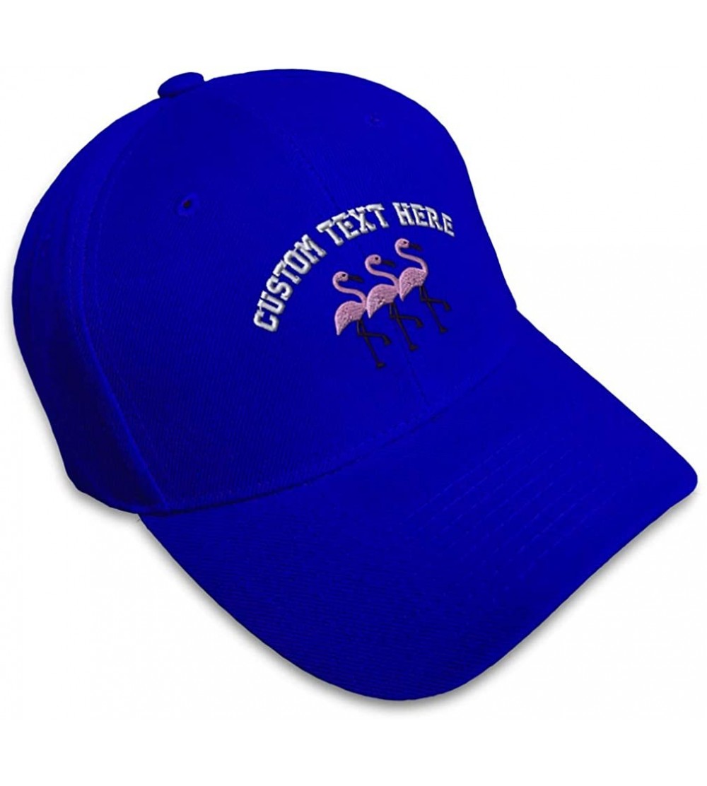 Baseball Caps Custom Baseball Cap Pink Flamingos Embroidery Acrylic Dad Hats for Men & Women - Royal Blue - C918SDI57YX $16.84