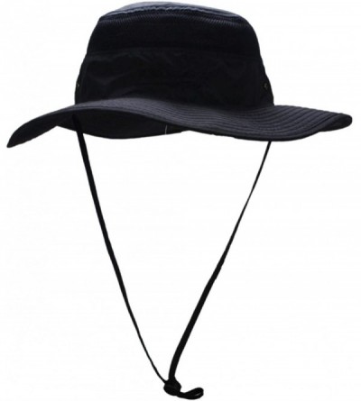 Sun Hats Outdoor Mesh Sun Hat Wide Brim Sun Protection Hat Fishing Hiking Hat - 1-black - C212EQGGD3D $14.05