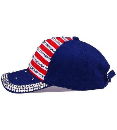 Baseball Caps American Flag Baseball Cap Sparkle Rhinestone USA Flag Deim Hip Hop Hat - 1c - CW184UOYEKN $15.01