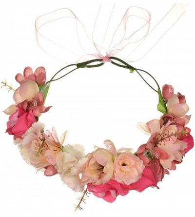 Headbands Boho Flower Headband Hair Wreath Floral Garland Crown Halo Headpiece with Ribbon Wedding Festival Party - A - CX189...