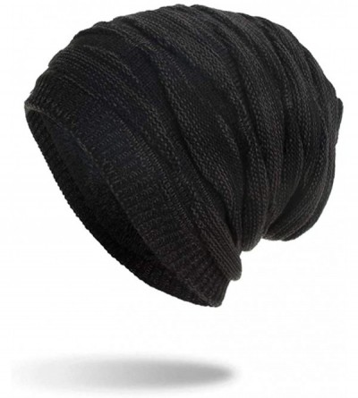 Skullies & Beanies Mens Beanie Knit Hats Winter Hats Unisex Slouchy Beanie Oversized Skull Caps Baggy Beanie - Black - CR18X7...