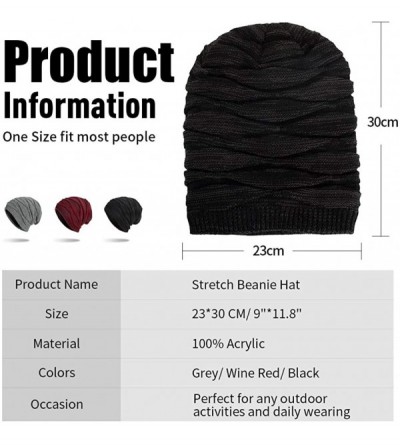 Skullies & Beanies Mens Beanie Knit Hats Winter Hats Unisex Slouchy Beanie Oversized Skull Caps Baggy Beanie - Black - CR18X7...