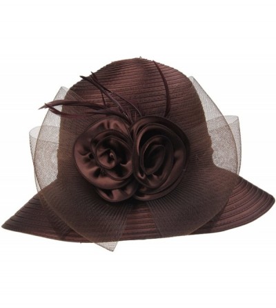 Bucket Hats Lady's Kentucky Derby Dress Church Cloche Hat Bow Bucket Wedding Bowler Hats - Brown - C3188N934US $12.31
