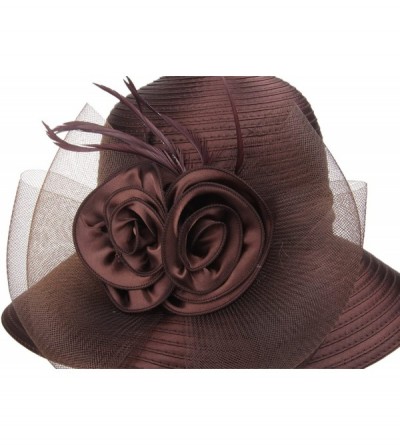 Bucket Hats Lady's Kentucky Derby Dress Church Cloche Hat Bow Bucket Wedding Bowler Hats - Brown - C3188N934US $12.31