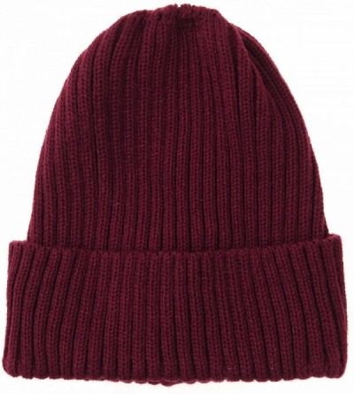 Skullies & Beanies Knitted Ribbed Beanie Hat Basic Plain Solid Watch Cap AC5846 - Wine - CQ187DAWZ0T $13.80