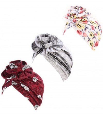 Skullies & Beanies Women Flower Elastic Turban Beanie Wrap Chemo Cap Hat - Stripe4 - CL12NT92HYV $20.32