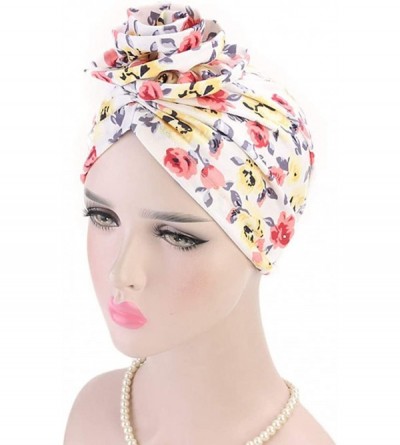 Skullies & Beanies Women Flower Elastic Turban Beanie Wrap Chemo Cap Hat - Stripe4 - CL12NT92HYV $20.32