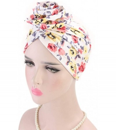 Skullies & Beanies Women Flower Elastic Turban Beanie Wrap Chemo Cap Hat - Stripe4 - CL12NT92HYV $20.32