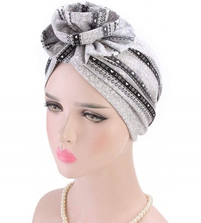 Skullies & Beanies Women Flower Elastic Turban Beanie Wrap Chemo Cap Hat - Stripe4 - CL12NT92HYV $20.32