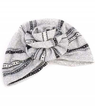 Skullies & Beanies Women Flower Elastic Turban Beanie Wrap Chemo Cap Hat - Stripe4 - CL12NT92HYV $20.32