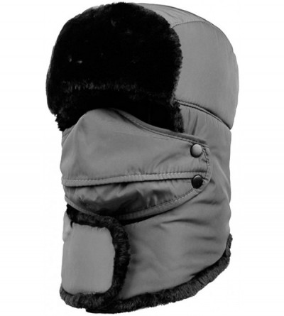 Skullies & Beanies Unisex Warm Windproof Print Trooper Trapper Hat Thermal Plush Lining Hunting Hat - Grey - CO18I3ZCSMC $20.63
