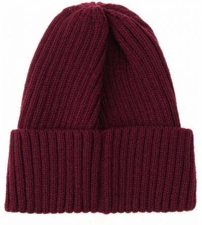 Skullies & Beanies Knitted Ribbed Beanie Hat Basic Plain Solid Watch Cap AC5846 - Wine - CQ187DAWZ0T $13.80