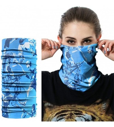 Balaclavas Seamless Face Mask Silk Fabric Headwear Headband Neck Gaiter Multifunctional - Blue & Bike - C7197SMQA0K $17.29