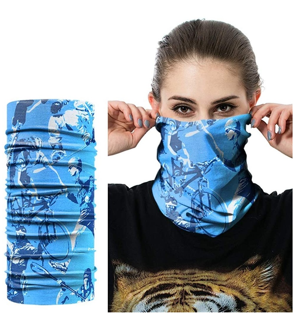 Balaclavas Seamless Face Mask Silk Fabric Headwear Headband Neck Gaiter Multifunctional - Blue & Bike - C7197SMQA0K $7.64