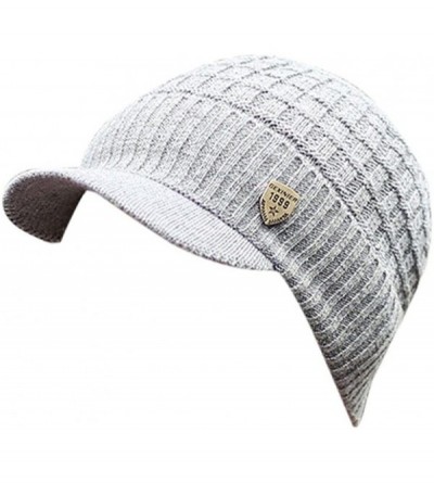 Skullies & Beanies Men Warm Baggy Weave Crochet Winter Wool Knit Ski Beanie Caps Hat - Gray - CR187476O77 $17.79