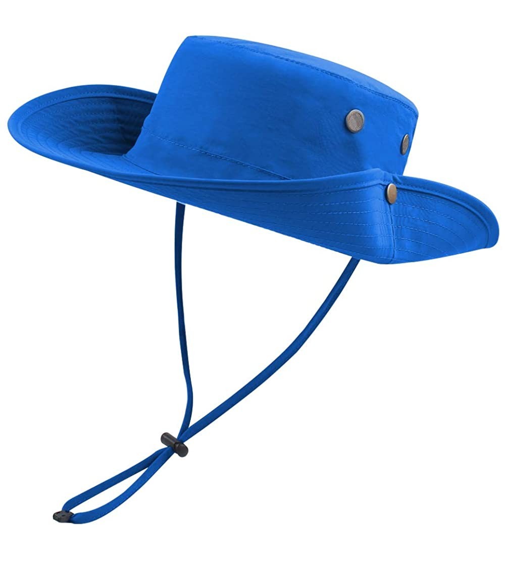 Sun Hats Men Women Outdoor Sun Hat with Wide Brim UPF 50+ Summer Mesh Cap with Flap Cover - A-blue - CN18UTNN323 $10.06