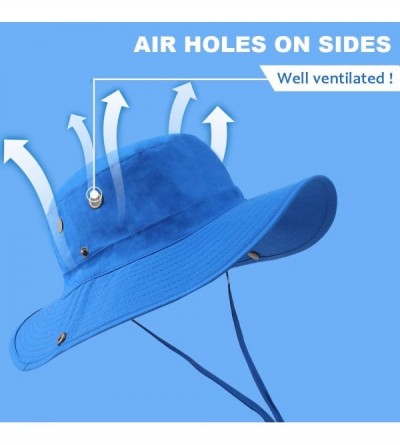 Sun Hats Men Women Outdoor Sun Hat with Wide Brim UPF 50+ Summer Mesh Cap with Flap Cover - A-blue - CN18UTNN323 $10.06