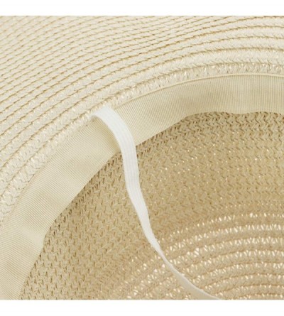 Sun Hats Straw Hat Sun Hat Foldable Roll up Beach Cap Big Bowknot Cap UPF 50+ - Beige - CD18TG6M5ED $24.24