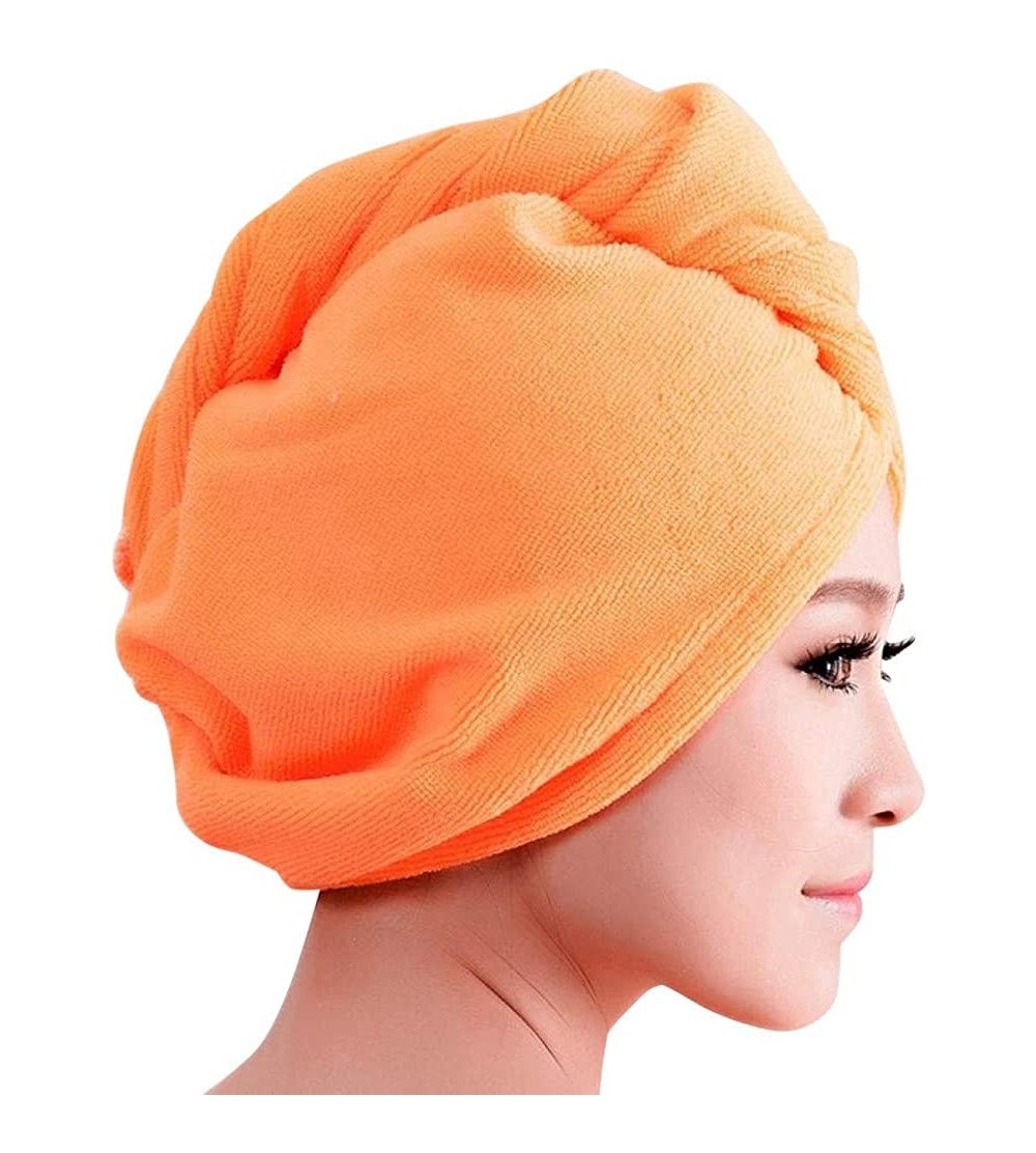 Fedoras Women Sexy Bath Towel Hair Dry Hat Cap Quick Drying Lady Bath Tool - Orange - C718LH0LDHR $10.77