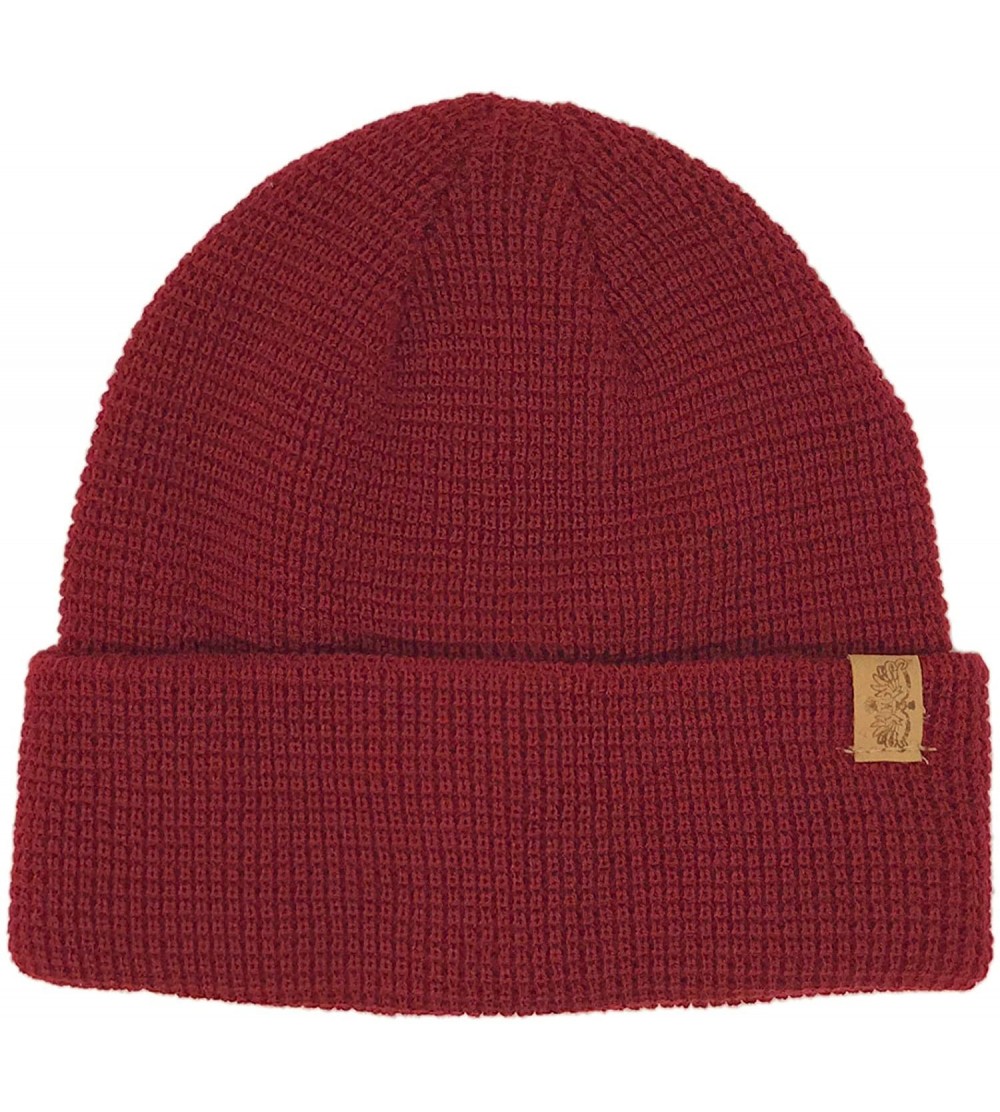 Skullies & Beanies Men's Winter Classic Soft Waffle Knit Stretchy Warm Beanie Skull Hat Cap - Burgundy - CT18YSX4Z97 $9.98