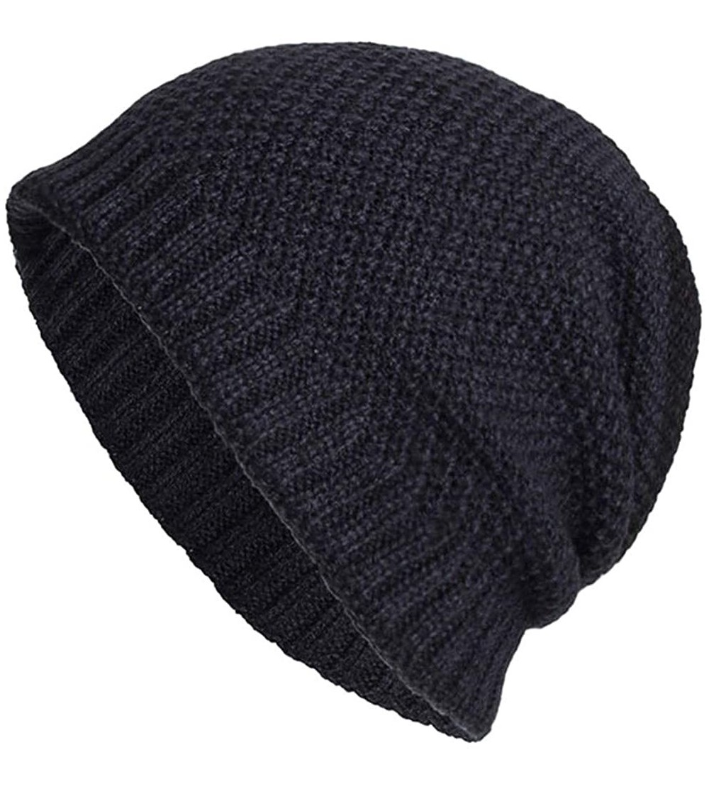 Skullies & Beanies Women's Solid Color Wool Knit Hats Earmuffs Parent-Child Caps - Navy7 - CE18I7CE84G $11.06