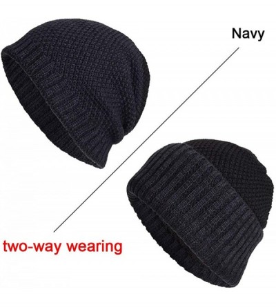 Skullies & Beanies Women's Solid Color Wool Knit Hats Earmuffs Parent-Child Caps - Navy7 - CE18I7CE84G $11.06