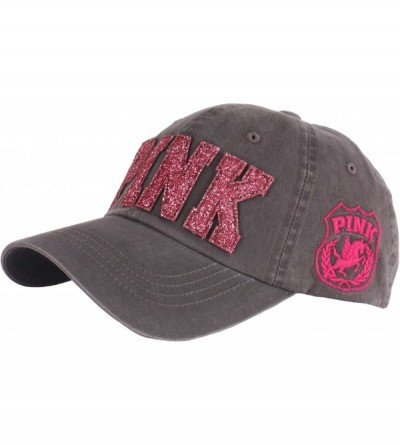 Baseball Caps New Pink Emblem Women Sexy Twinkle Club Lady Ball Cap Baseball Hat Truckers - Gray2 - CB12EENYP9R $25.07