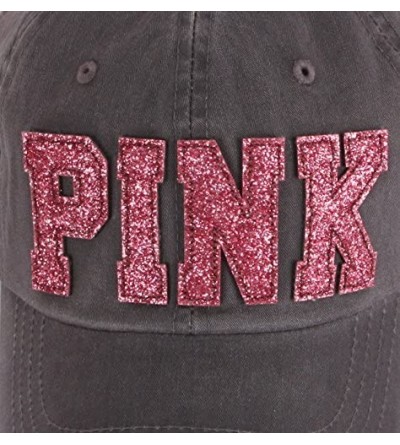 Baseball Caps New Pink Emblem Women Sexy Twinkle Club Lady Ball Cap Baseball Hat Truckers - Gray2 - CB12EENYP9R $25.07