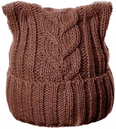 Skullies & Beanies Winter Knit Beanie Lady Women Rights March Pussycat Hat Handmade Cap - Dark Coffee - C318L3XE8X0 $9.99