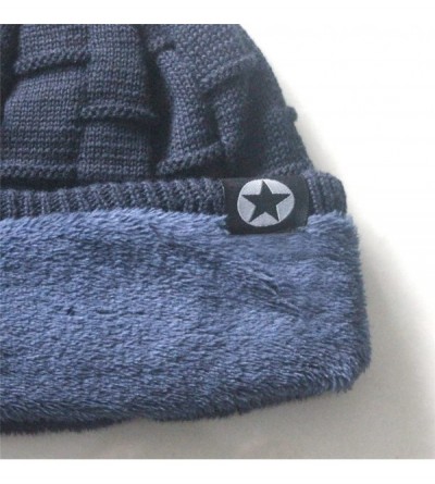 Skullies & Beanies Men's Soft Lined Thick Wool Knit Skull Cap Winter Slouchy Beanies Hat - Navy Blue - C81868GIL49 $7.94