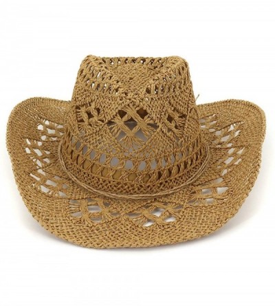 Sun Hats Fashion Hollowed Handmade Cowboy Straw Hat Women Men Summer Outdoor Travel Beach Hats - Brown - CE18RSANCSS $28.60