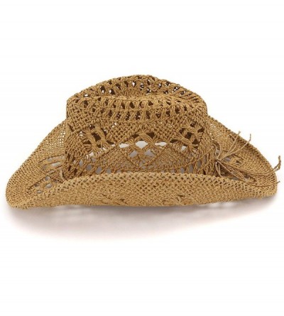 Sun Hats Fashion Hollowed Handmade Cowboy Straw Hat Women Men Summer Outdoor Travel Beach Hats - Brown - CE18RSANCSS $28.60